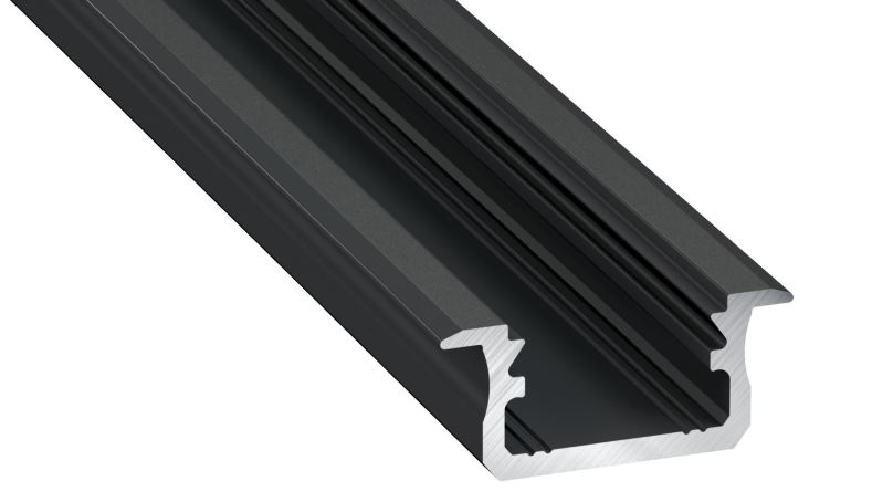 Hliníkový profil pro LED pásky "B", černý lakovaný, 2m