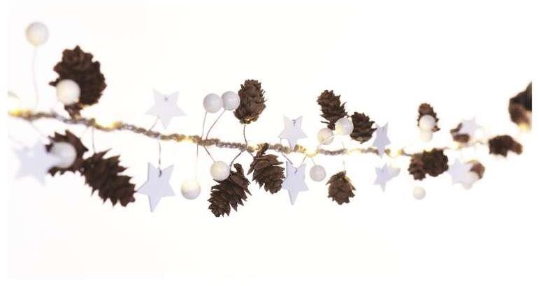 Světelný řetěz EMOS LED vánoční girlanda – šišky, 1,7 m, 2x AA, vnitřní, teplá bílá