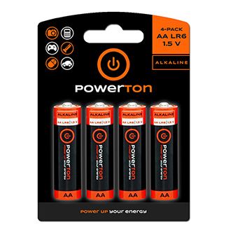 Baterie alkalická, AA, 1.5V, Powerton, blistr, 4-pack