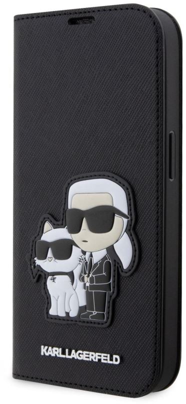 Pouzdro na mobil Karl Lagerfeld PU Saffiano Karl and Choupette NFT Book Pouzdro pro iPhone 14 Pro Max Black