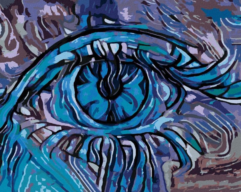 Malování podle čísel Abstraktní modré oko, 80x100 cm, bez rámu a bez vypnutí plátna