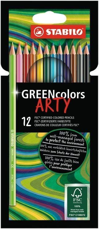 Pastelky STABILO GREENcolors pouzdro ARTY 12 barev