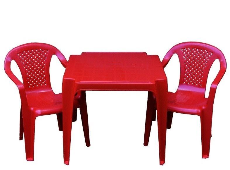 Dětský nábytek IPAE - sada červená 2 židličky a stoleček