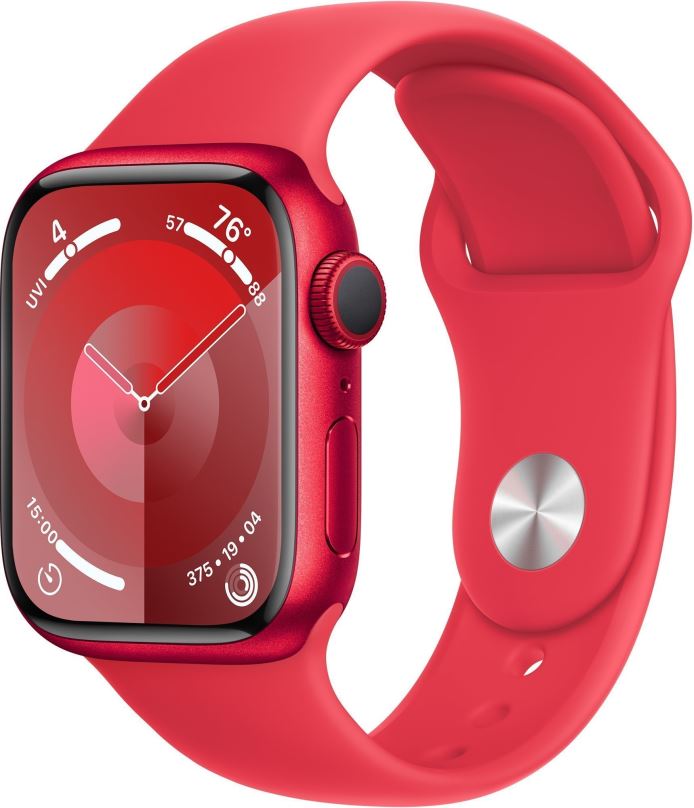 Chytré hodinky Apple Watch Series 9 41mm Cellular PRODUCT(RED) Červený hliník s červeným sportovním řemínkem - M/L