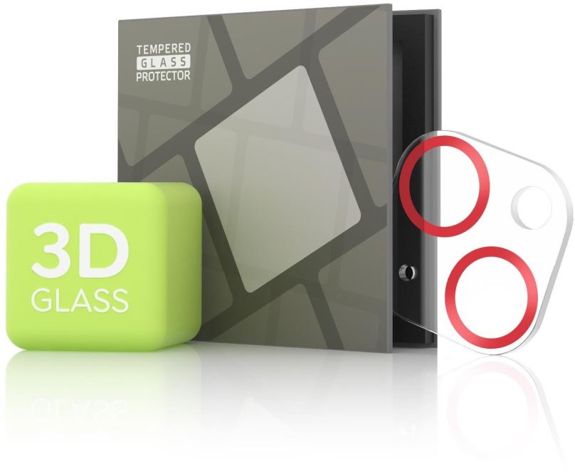 Ochranné sklo na objektiv Tempered Glass Protector pro kameru iPhone 13 mini / 13 - 3D Glass, červená (Case friendly)
