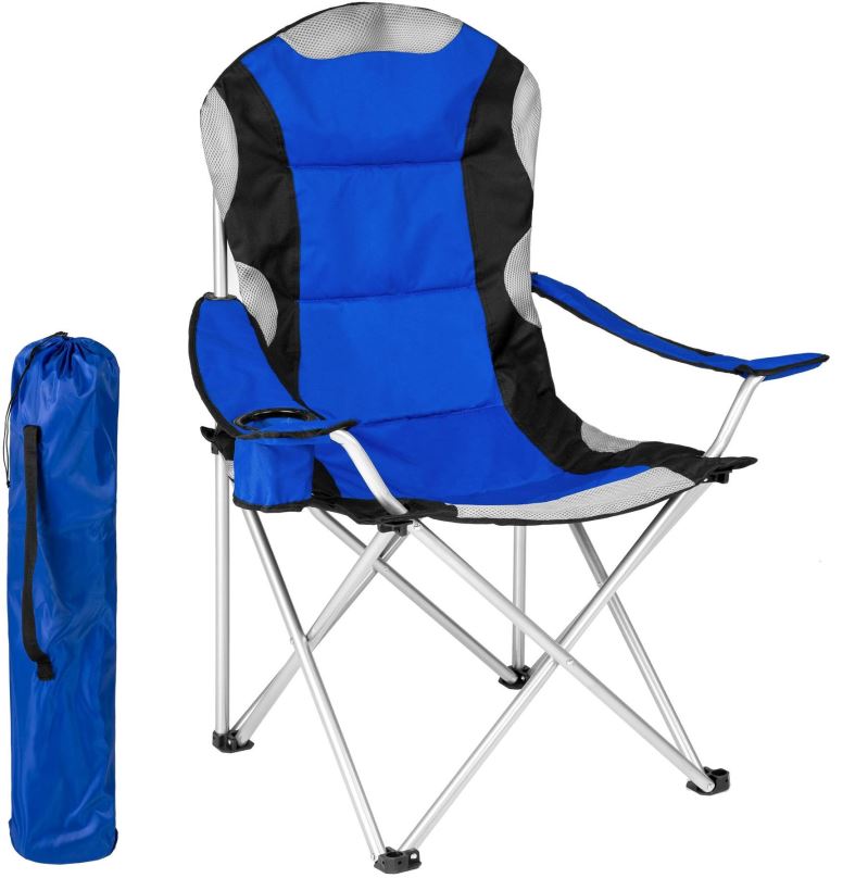Kempingové křeslo Kempingová židle polstrovaná modrá