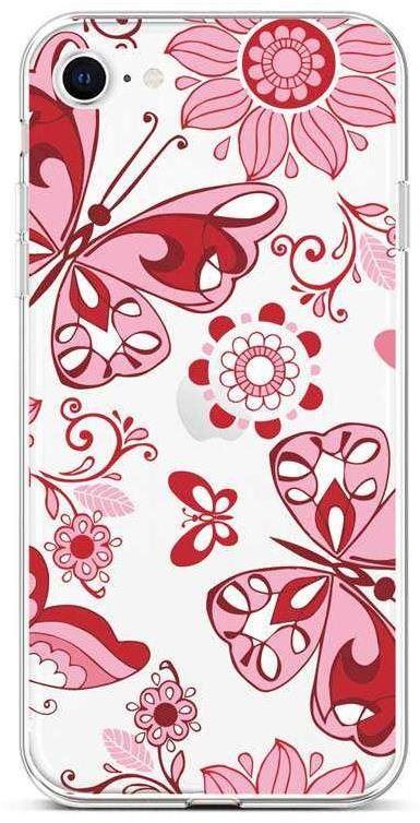 Kryt na mobil TopQ Kryt iPhone SE 2022 silikon Pink Butterfly 74007