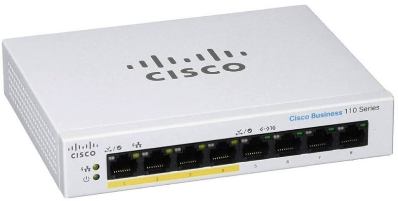 Switch CISCO CBS110 Unmanaged 8-port GE, Partial PoE, Desktop, Ext PS