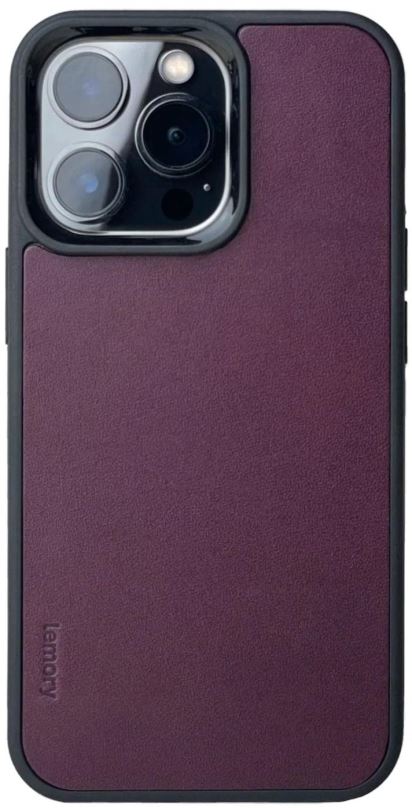 Kryt na mobil Lemory iPhone 14 Pro Max kožený kryt s podporou MagSafe purpurová