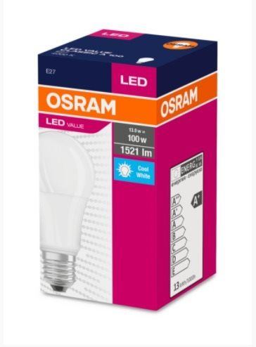 LED žárovka OSRAM LED VALUE ClasA 230V 13W 840 E27 noDIM A+ Plast matný 1521lm 4000K 10000h (krabička 1ks)