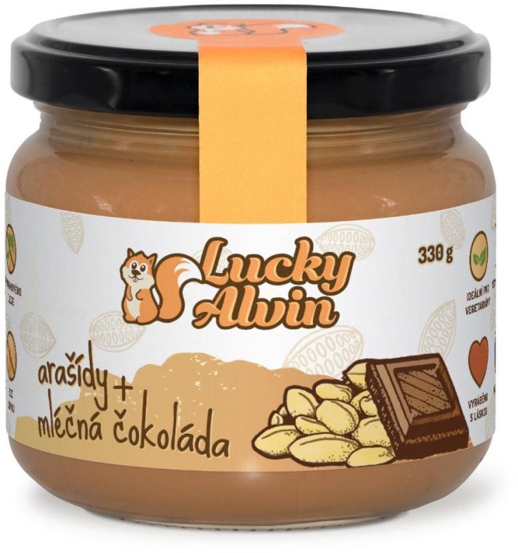 Ořechový krém Lucky Alvin Arašídy + mléčná čokoláda 330 g