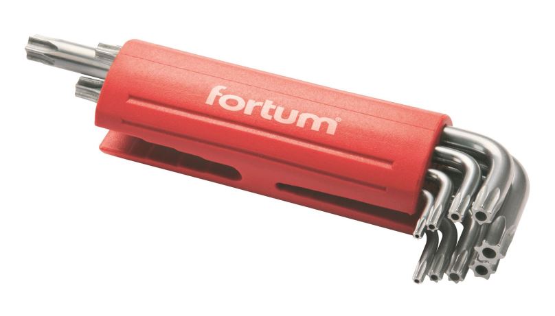 Sada torx FORTUM L-klíče TORX vrtané, sada 9 ks, 10-50mm