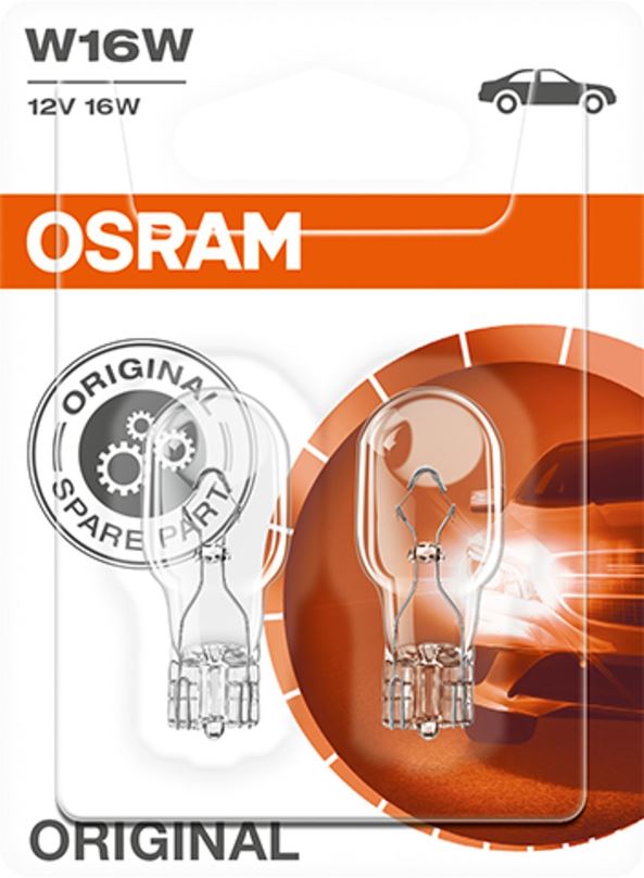 Autožárovka Osram Originál W16W, 12V, 16W, W2.1x9.5d, 2 kusy v balení