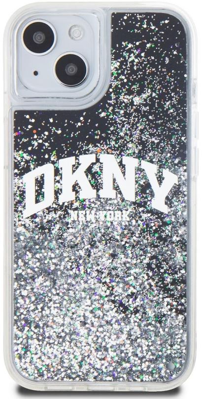 Kryt na mobil DKNY Liquid Glitter Arch Logo Zadní Kryt pro iPhone 14 Black