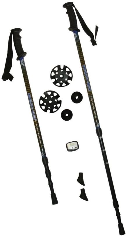 Nordic walking hůlky Brother teleskopické hole s krokoměrem modré