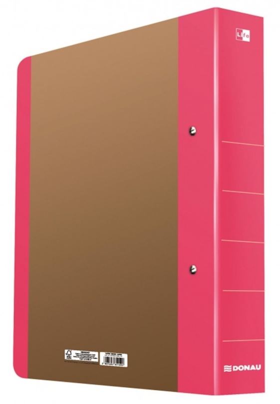 Šanon DONAU Life dvoukroužkový, A4, 5 cm, neonově růžový