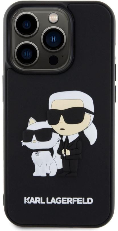 Kryt na mobil Karl Lagerfeld 3D Rubber Karl and Choupette Zadní Kryt pro iPhone 13 Pro Black