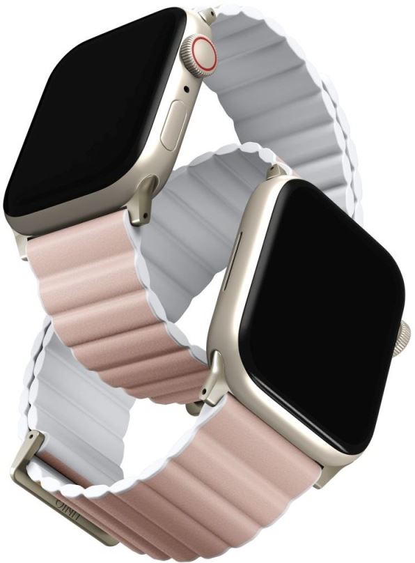 Řemínek Uniq Revix Premium Edition Reversible Magnetic řemínek pro Apple Watch 49/45/44/42mm růžový/bílý