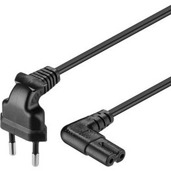 goobay Kabel síťový 2pinový, CEE 7/17(M) - IEC320 C7, oba konektory 90°, 3m, černý