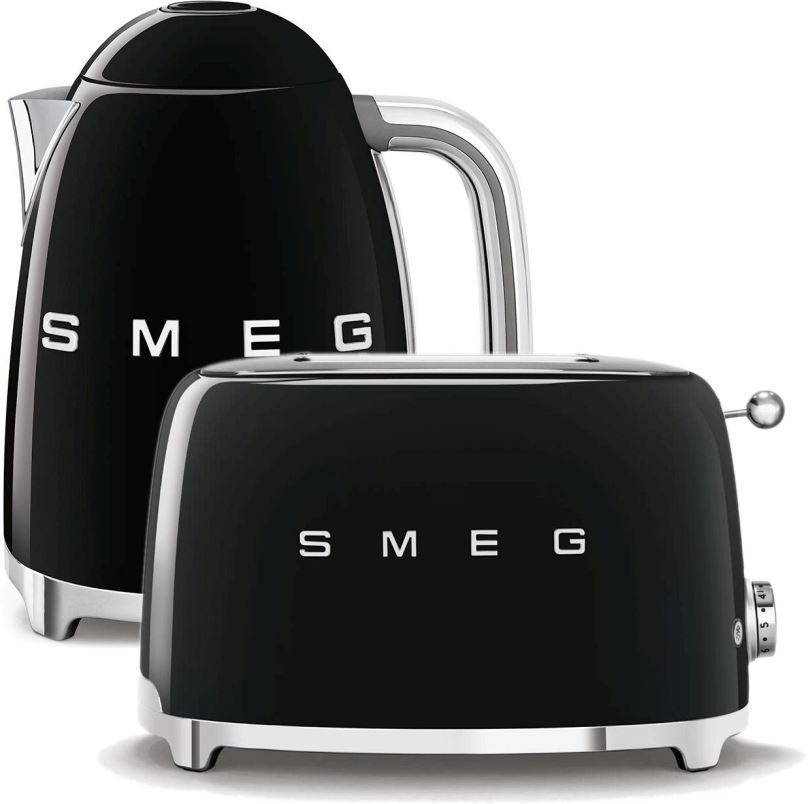 Set SMEG 50's Retro Style Konvice 1,7l černá + topinkovač 2x2 černý 950W