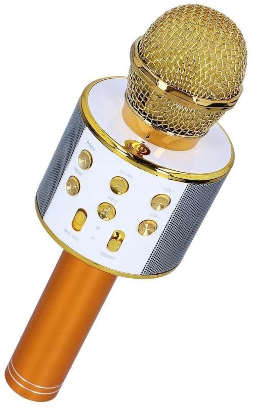 Mikrofon MG Bluetooth Karaoke mikrofon s reproduktorem, zlatý