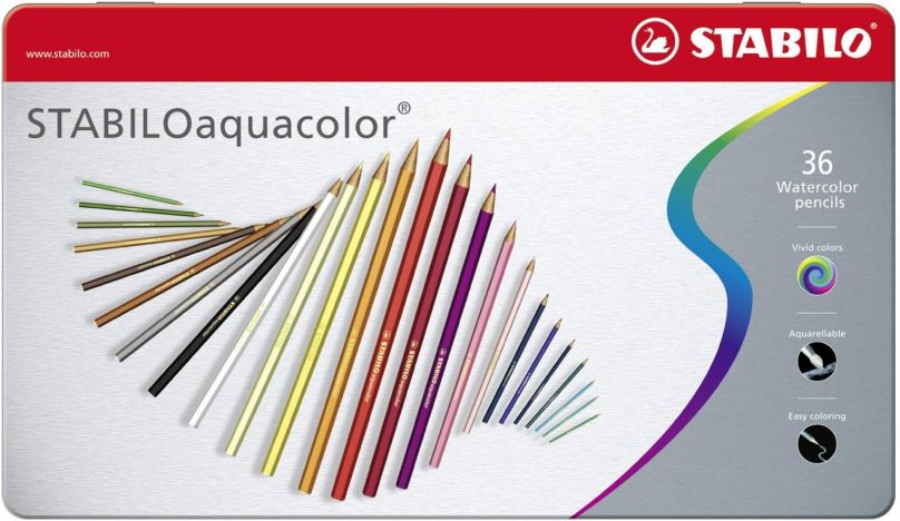 Pastelky STABILOaquacolor kovové pouzdro 36 barev