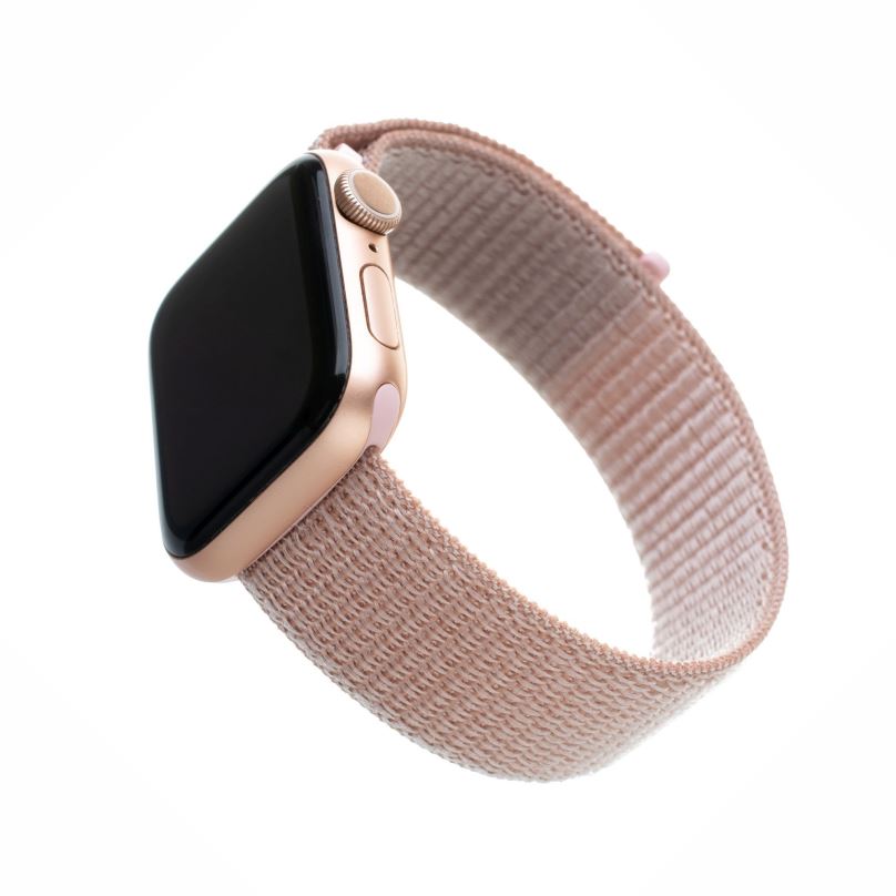 Řemínek FIXED Nylon Strap pro Apple Watch 42/44/45/Ultra 49mm růžově zlatý