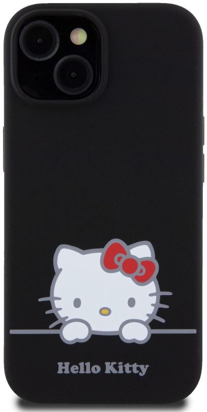 Kryt na mobil Hello Kitty Liquid Silicone Daydreaming Logo Zadní Kryt pro iPhone 15 Black