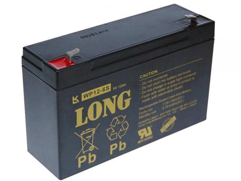 Baterie pro záložní zdroje Long 6V 12Ah olověný akumulátor F1 (WP12-6S)