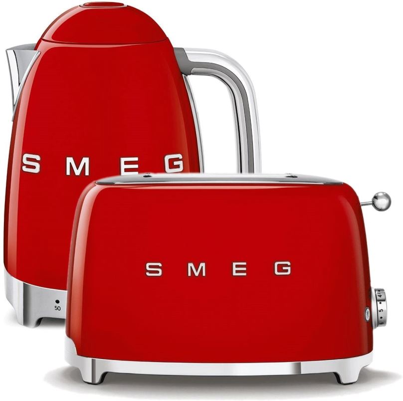 Set SMEG 50's Retro Style Konvice 1,7l LED červená + topinkovač 2x2 červený 950W