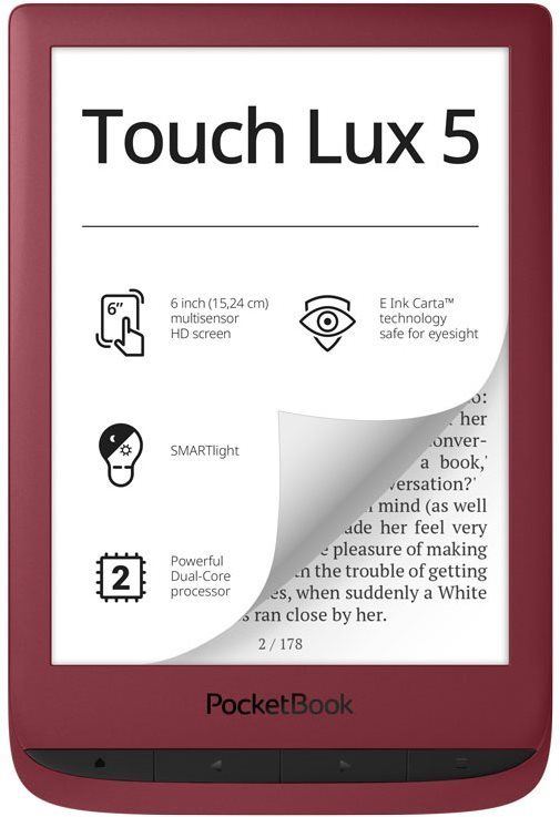 Elektronická čtečka knih PocketBook 628 Touch Lux 5 Ruby Red