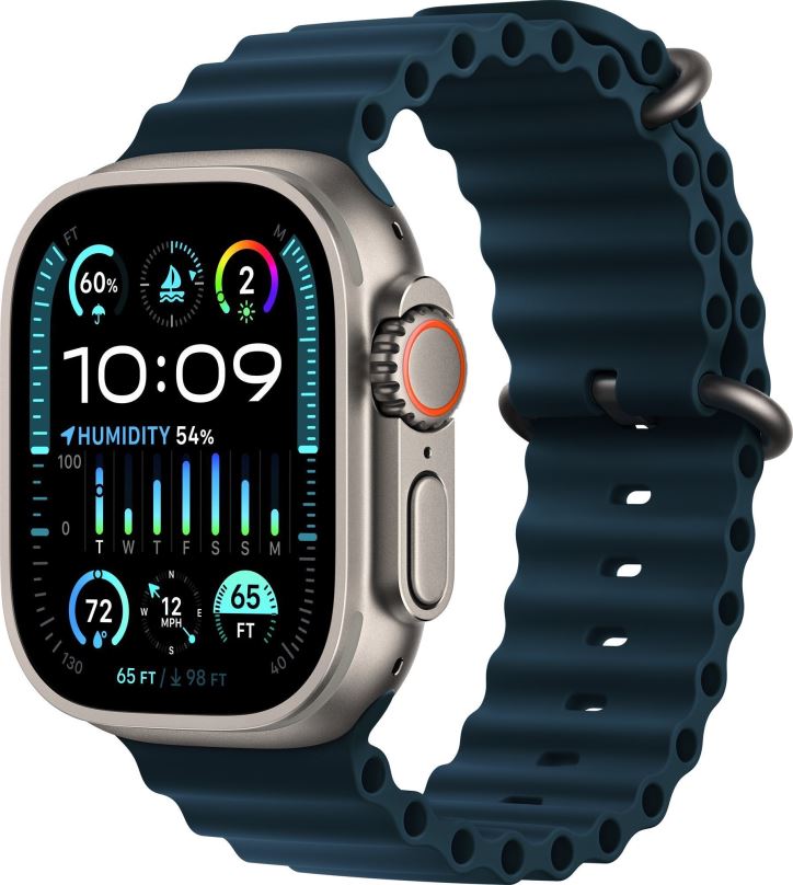 Chytré hodinky Apple Watch Ultra 2 49mm titanové pouzdro s modrým oceánským řemínkem