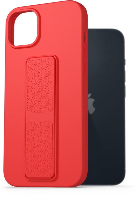 Kryt na mobil AlzaGuard Liquid Silicone Case with Stand pro iPhone 14 Plus červené