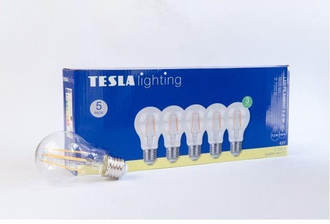 LED žárovka Tesla - LED žárovka FILAMENT RETRO BULB E27, 7,2W, 230V, 806lm, 25 000h, 2700K teplá bílá, 360st,čir