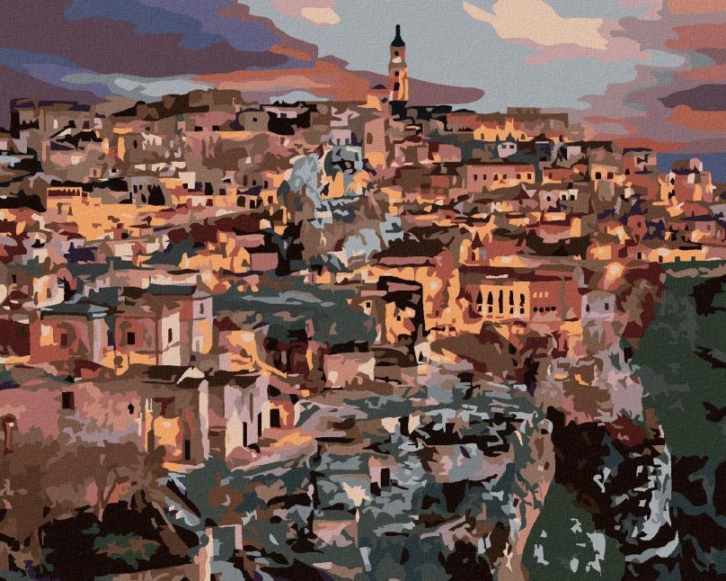 Malování podle čísel Město Matera, 40x50 cm, bez rámu a bez vypnutí plátna