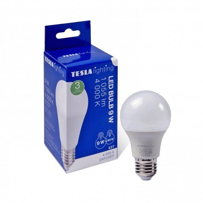 LED žárovka Tesla - LED žárovka BULB E27, 9W, 230V, 1055lm, 25 000h, 4000K denní bílá 220st