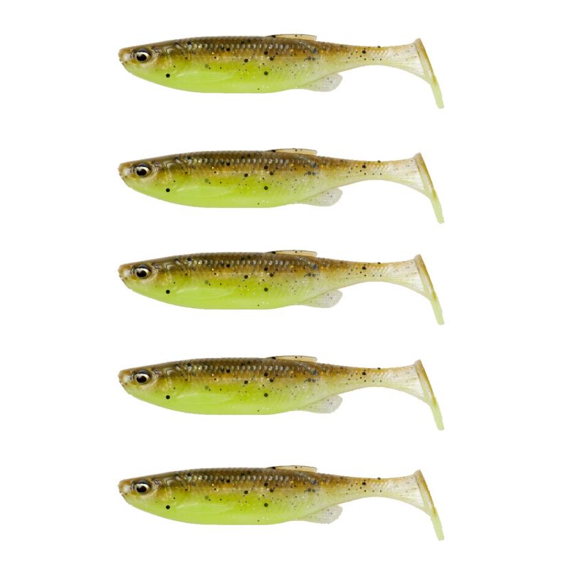 Savage Gear Gumová nástraha Fat Minnow T-Tail 10,5cm 11g Green Pearl Yellow 5ks