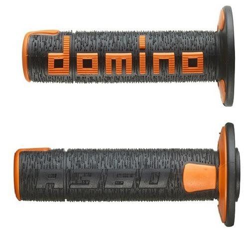 Gripy na motorku Domino gripy A360 offroad délka 120 mm, černo-oranžové