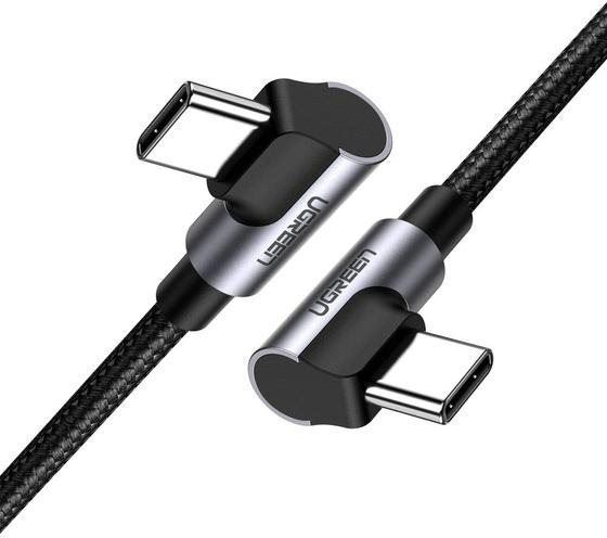 Datový kabel Ugreen Angled USB-C M/M Cable Aluminium Shell with Braided 2m Black