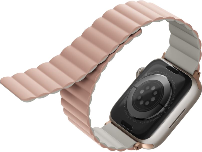 Řemínek Uniq Revix Reversible Magnetic řemínek pro Apple Watch 42/44/45/Ultra 49mm růžový/béžový