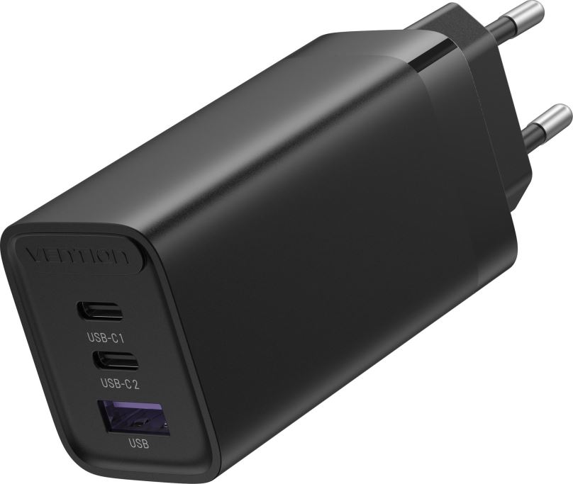 Nabíječka do sítě Vention 3-port GaN Charger (65W USB-C / 30W USB-C / 30W USB) Black