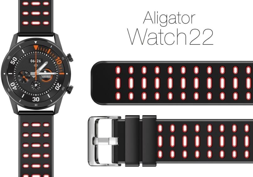 Řemínek Aligator Watch 22 mm silikonový řemínek Duální červený