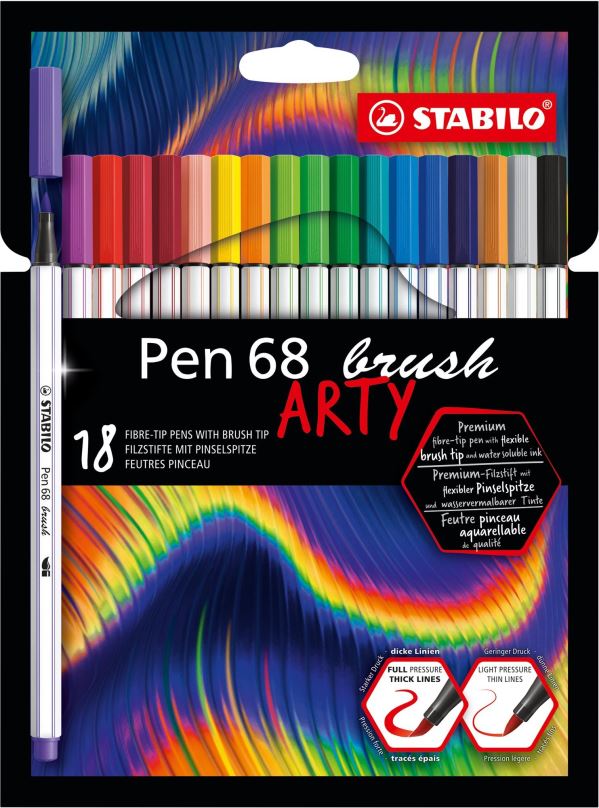 Fixy STABILO Pen 68 brush pouzdro "ARTY" 18 barev