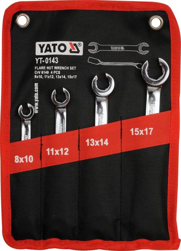 Sada plochých klíčů YATO  klíčů prstencových 4ks 8-17 mm polootevřené