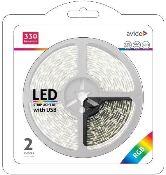 LED pásek Avide Set voděodolný LED pásek s ovladačem a USB koncovkou 2m