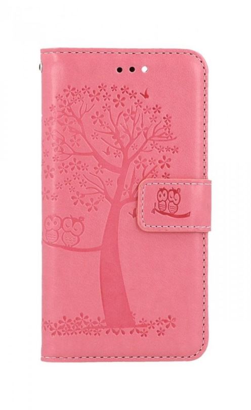 Pouzdro na mobil TopQ Pouzdro iPhone SE 2022 knížkové Růžový strom sovičky 75006