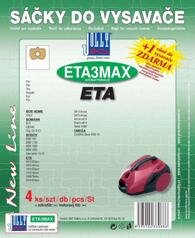 Sáčky do vysavače Sáčky do vysavače ETA3 MAX - textilní