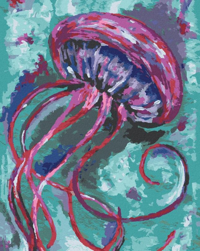 Malování podle čísel Medúza na zeleném pozadí, 40x50 cm, bez rámu a bez vypnutí plátna