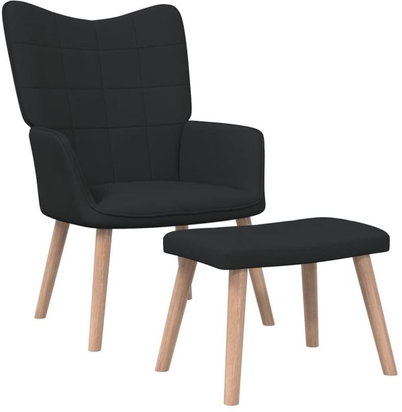Křeslo Relaxační židle se stoličkou černá textil, 327936