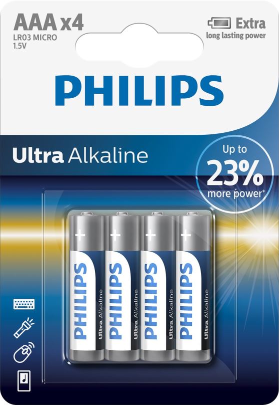 Jednorázová baterie Philips LR03E4B 4 ks v balení